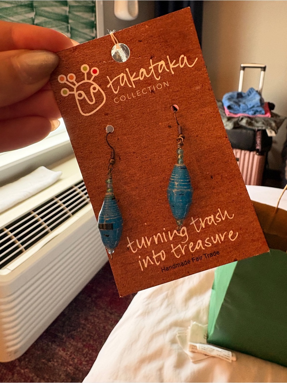 Takataka Blue Drop Paper Bead Earrings
